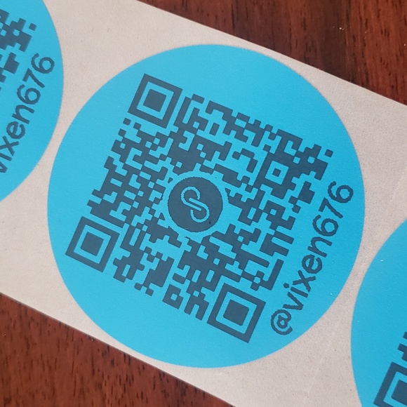 50 CUSTOM QR CODE STICKERS LABELS Turquoise Blue LARGE ROUND TWO INCH - Picture 1 of 4